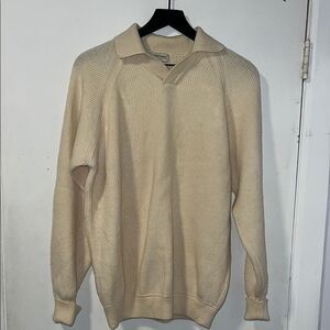 GRAN SASSO Beige Wool Cashmere Blend Open Collar Sweater-L
